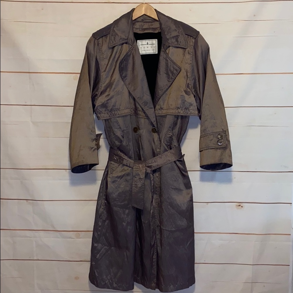 Towne by London Fog Trench Coat Jacket Brown 6 Pet